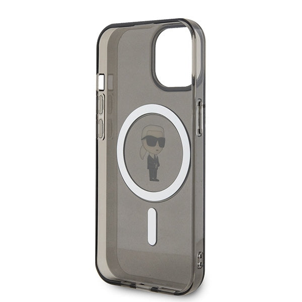 Husă pentru iPhone 15 Karl Lagerfeld 6,1" KLHMP15SHFCKNOK black hard IML Ikonik MagSafe – Negru