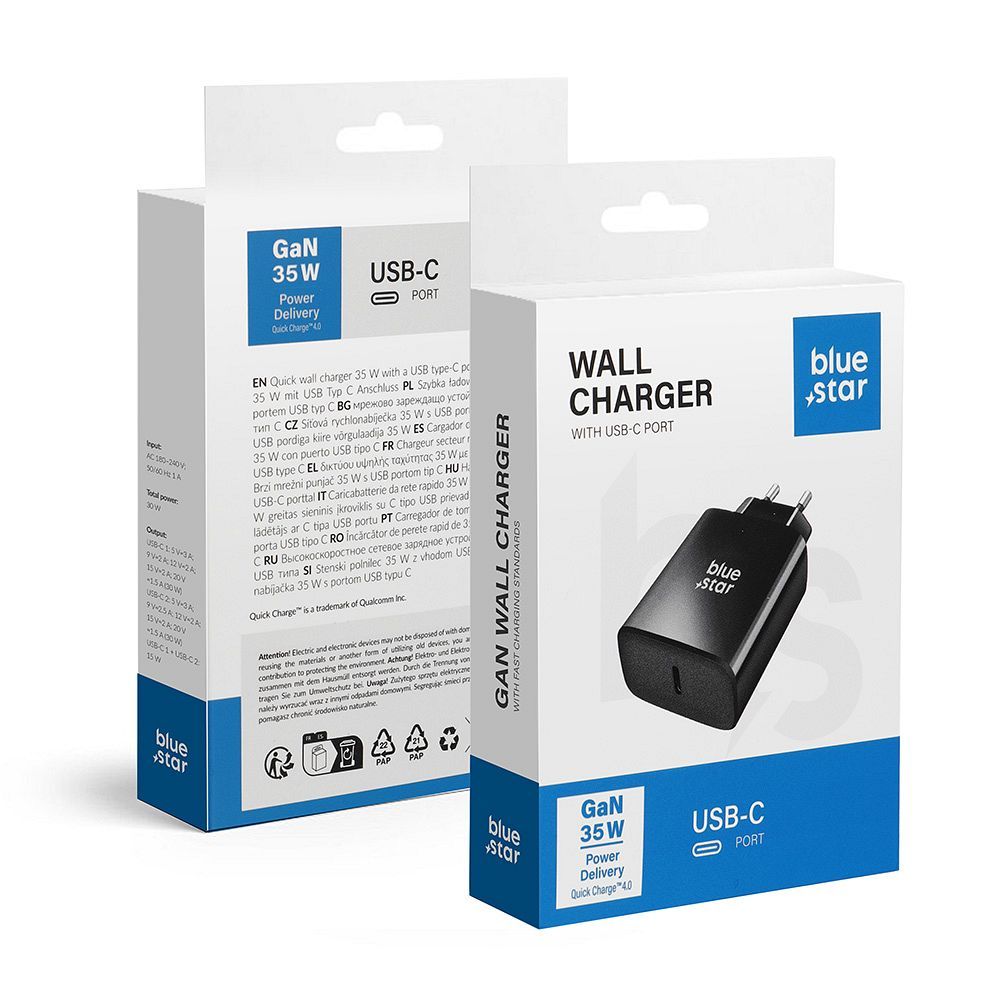 Incarcator Albastru Star Phone USB C Qc4.0 PD 3A 35W Negru