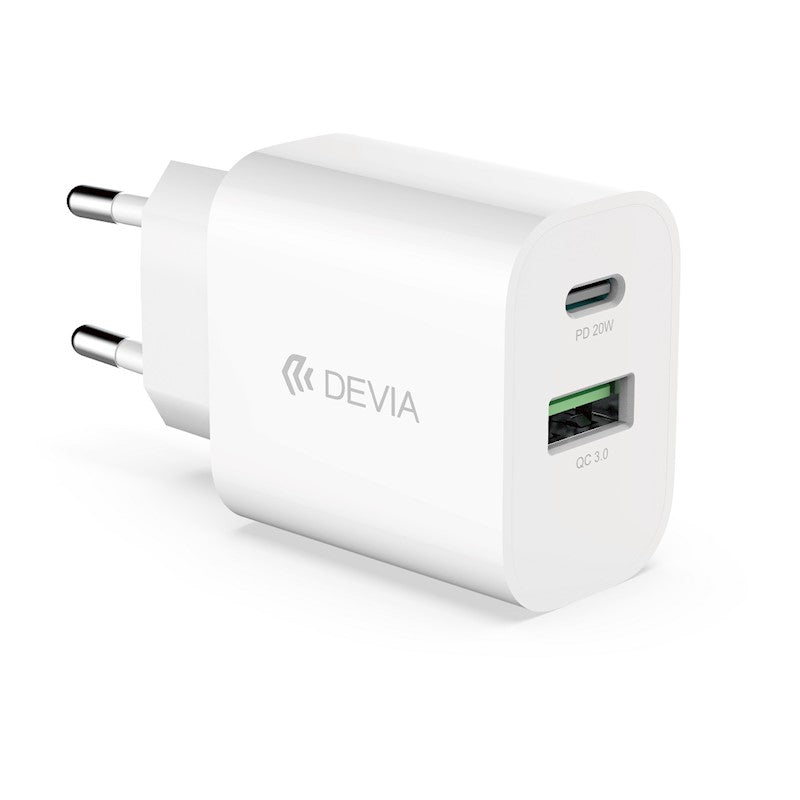 Incarcator priza Devia Smart PD 1x Usb-c 1x USB 20W Alb