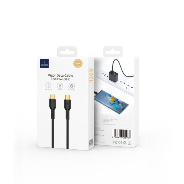 WIWU cablu YQ02 USB-C - USB-C 100W 1,2m Negru