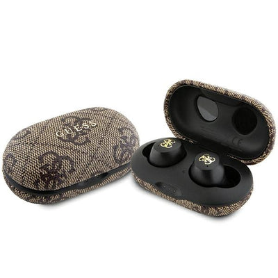 Casti Guess Bluetooth TWS ENC 4G PU Metal Logo Maro