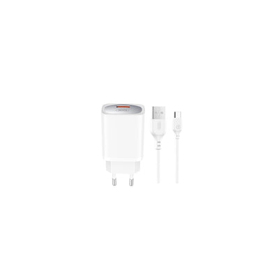 Cablu XO Incarcator priza Ce19 QC 18W 1x USB Alb + Usb-c