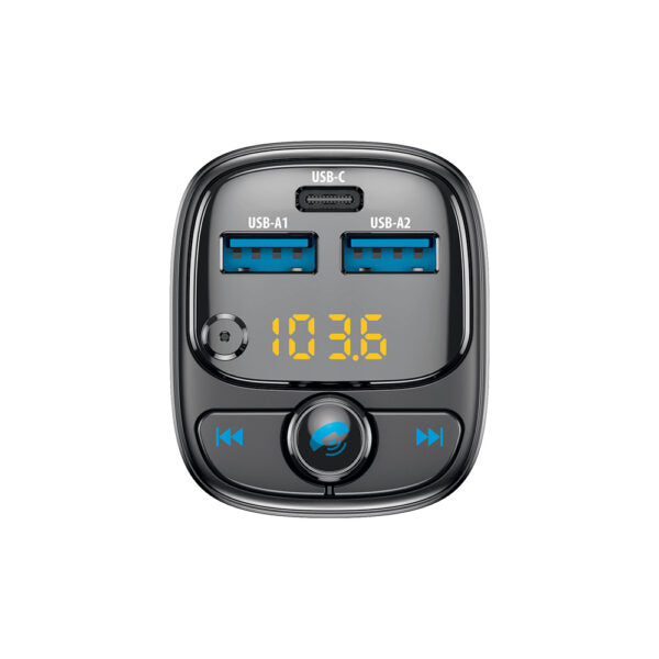 Transmițător FM Forever BT 2 x USB‑A 1 x USB‑C PD 30W TR‑370 negru