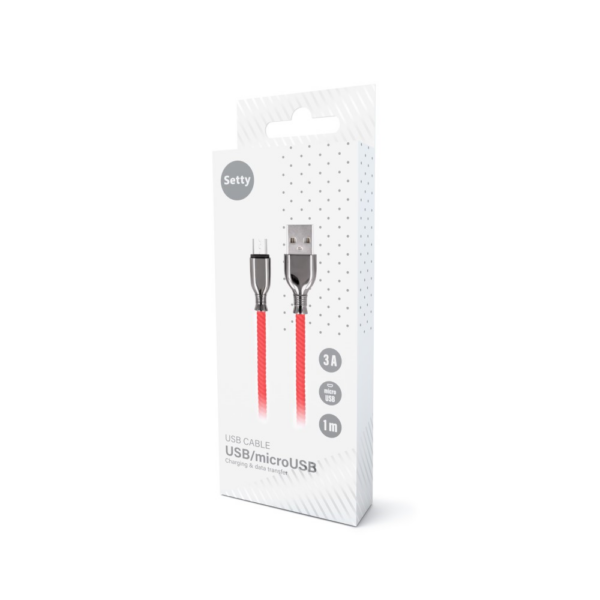 Setty cablu USB - microUSB 1,0 m 3A FC-M Roșu