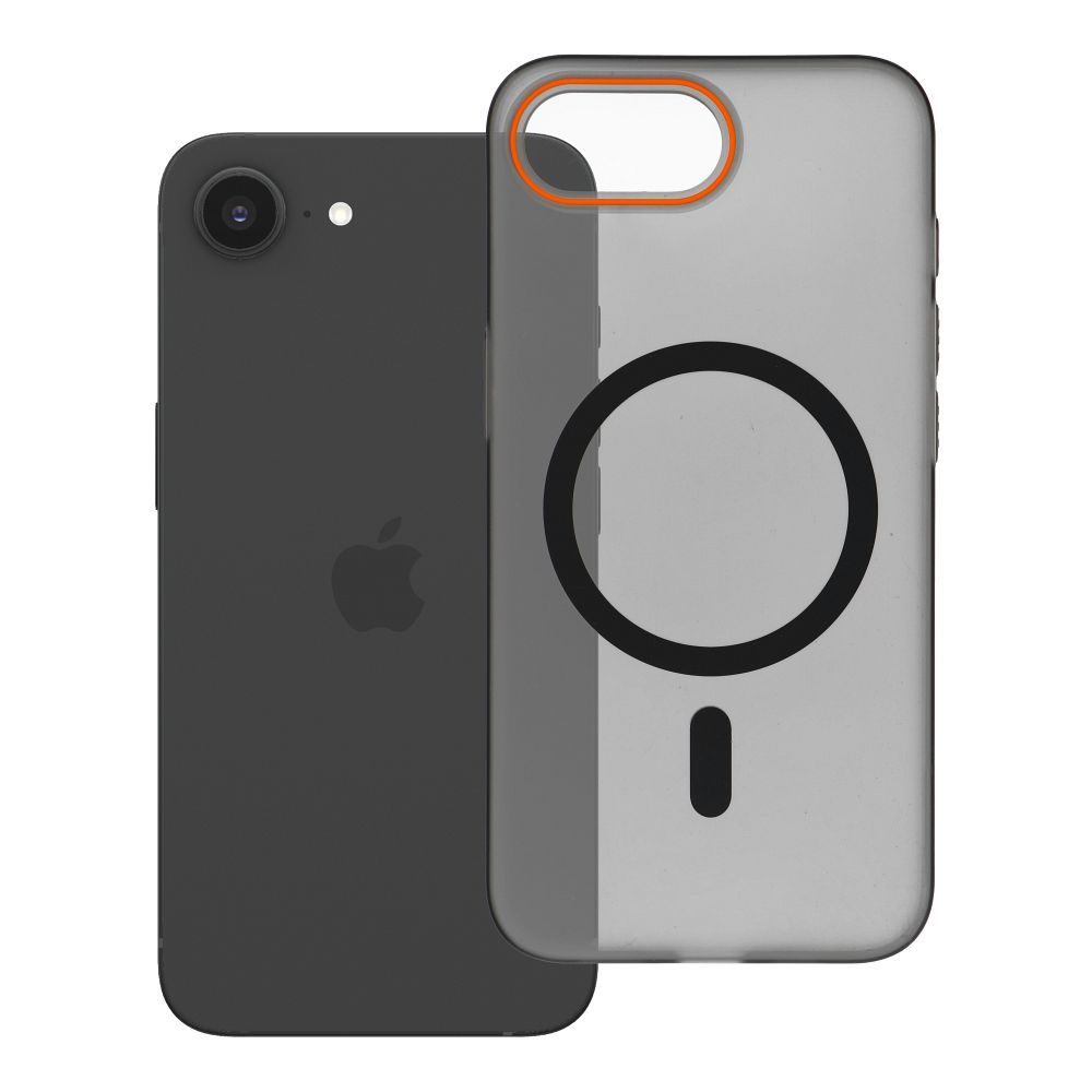 Husa Go Portocaliu pentru iPhone 16e (SE4 2025) / 17e Compatible cu Magsafe Negru
