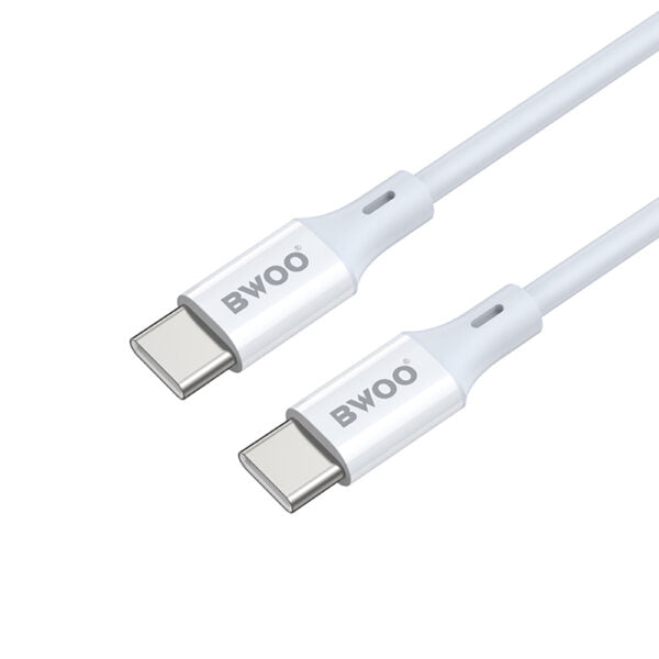 BWOO cablu USB-C - USB-C 1m 60W ABS + TPE X282 C-C Alb