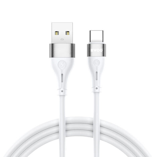 BWOO cablu USB - USB-C 1m 3A Minimalist Silicone Alb X280C