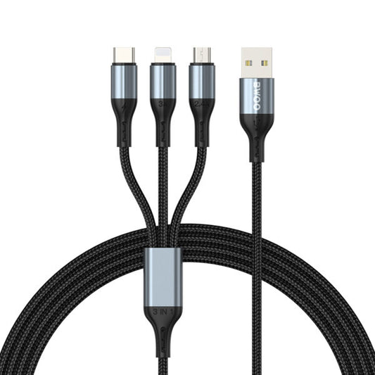 BWOO 3-in-1 cablu USB - USB-C, Lightning, Micro USB 1,2M 3A X274 Negru