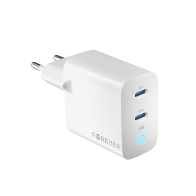Incarcator Forever Tc-06-65cc Gan PD QC 2x Usb-c 65W Alb