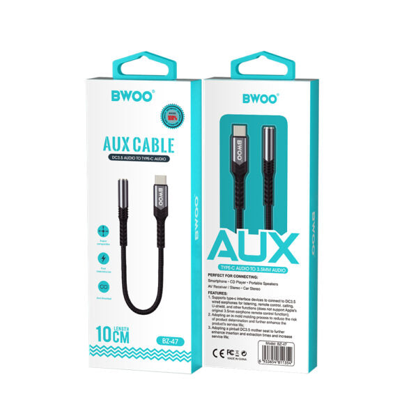 BWOO Adapter AUX 3.5mm - USB-C Negru BZ47