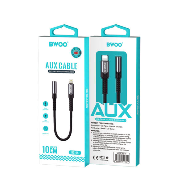 BWOO Adapter AUX 3.5mm - Lightning Negru BZ48