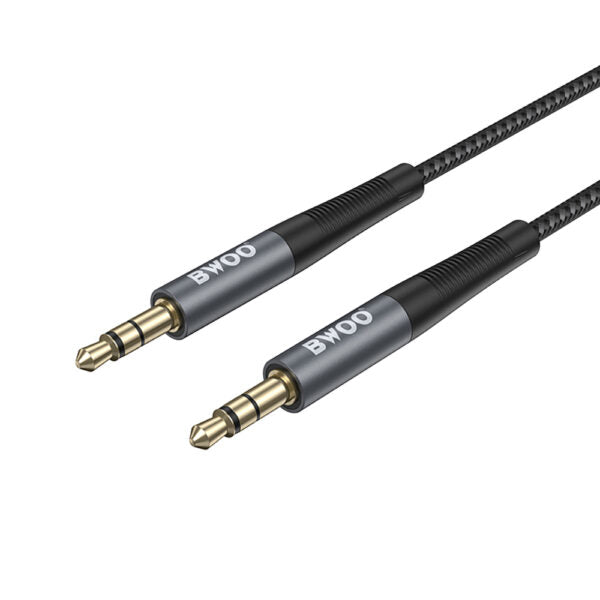 BWOO cablu AUX 3.5mm - 3.5mm Nylon Braided + Aluminum Alloy Shell BO-AUX064 Negru