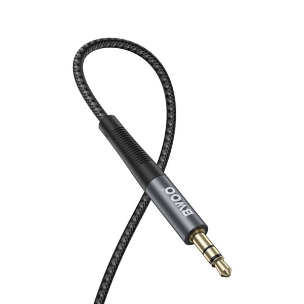 BWOO cablu AUX 3.5mm - 3.5mm Nylon Braided + Aluminum Alloy Shell BO-AUX064 Negru