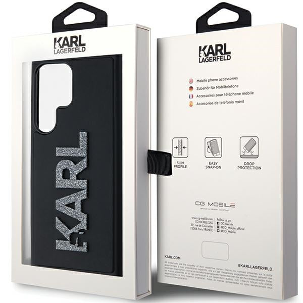Husă pentru Samsung Galaxy S24 Ultra Karl Lagerfeld KLHCS24L3DMBKCK black HC 3D logo glitter – Negru