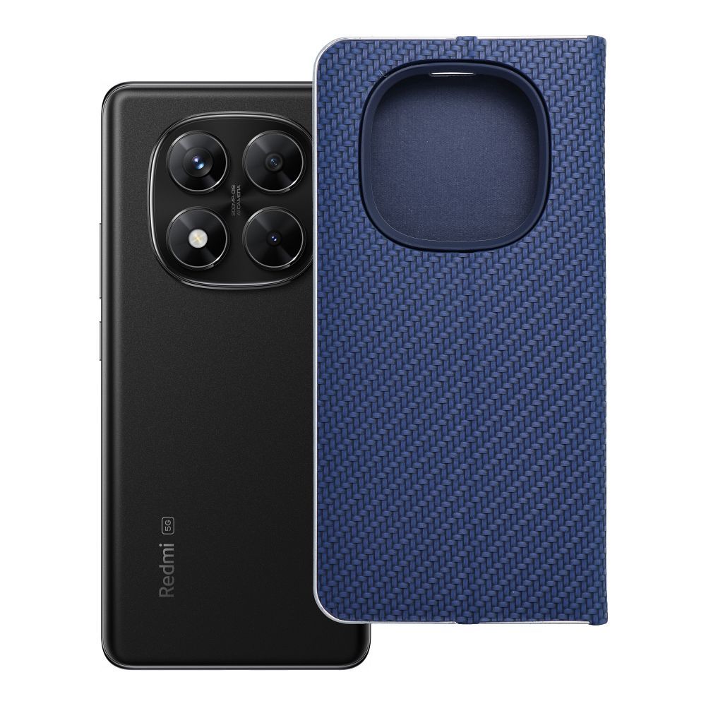 Husa Luna Book Carbon Flip pentru Xiaomi Redmi Note 14 PRO 5G / 14 PRO Plus 5G Albastru