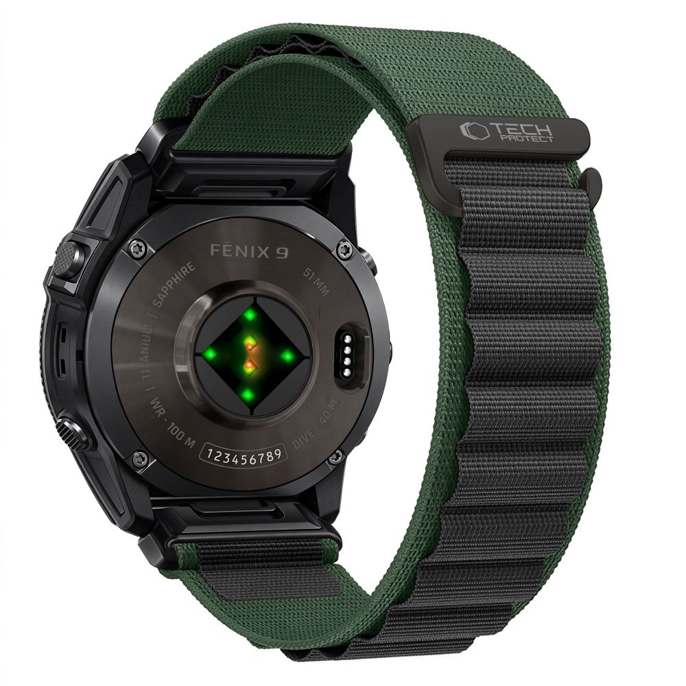 Curea Tech-protect Nylon Pro Garmin Fenix 5X / 5X Plus / 6X / 6X Pro / 7X / 8 / 8 Pro / 9 / 9 Pro (51 Mm) Verde/Negru