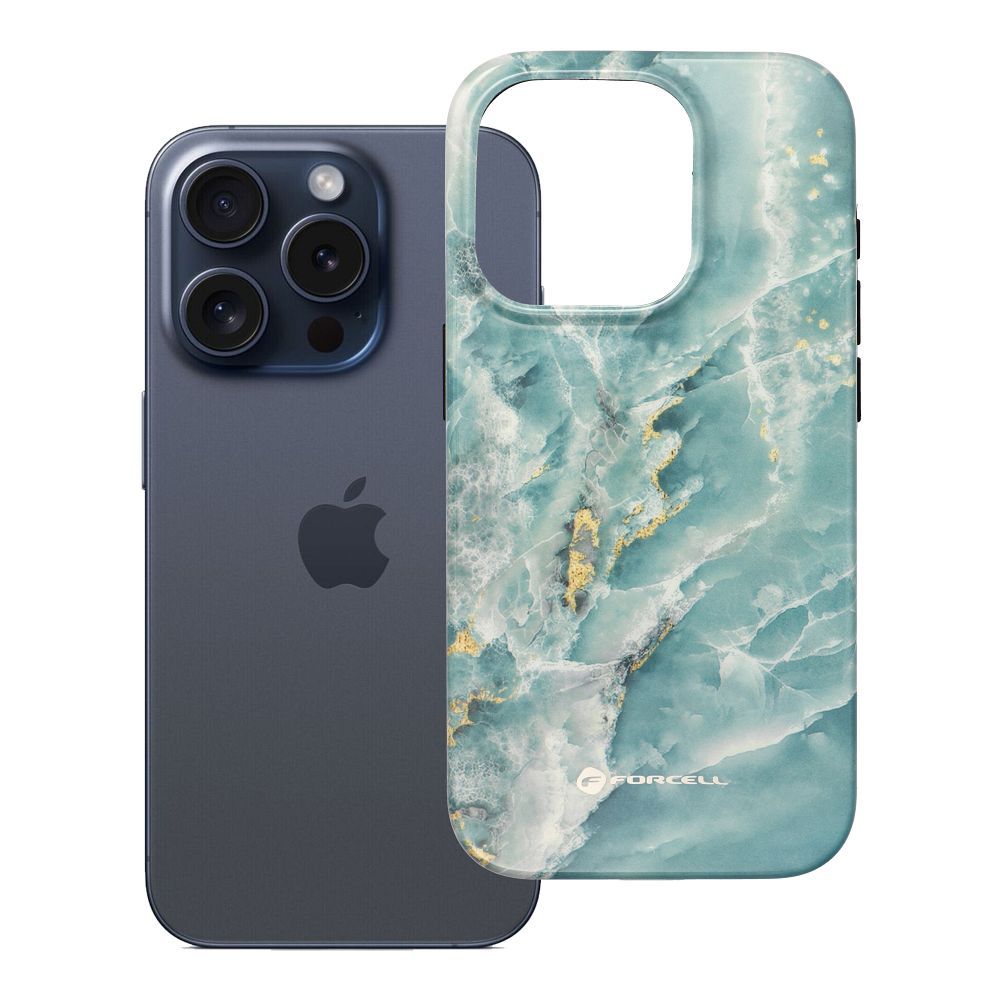Husa Forcell pentru iPhone 15 PRO F-protect Mirage Compatible cu Magsafe Military Drop-test Verde Marble