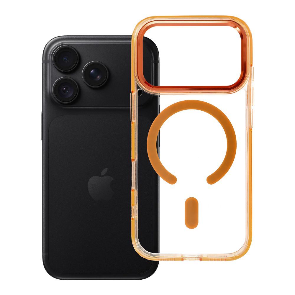 Husa Frame Transparent Hybrid Mag pentru iPhone 18 Pro / 17 Pro Compatible cu Magsafe Hermes Portocaliu