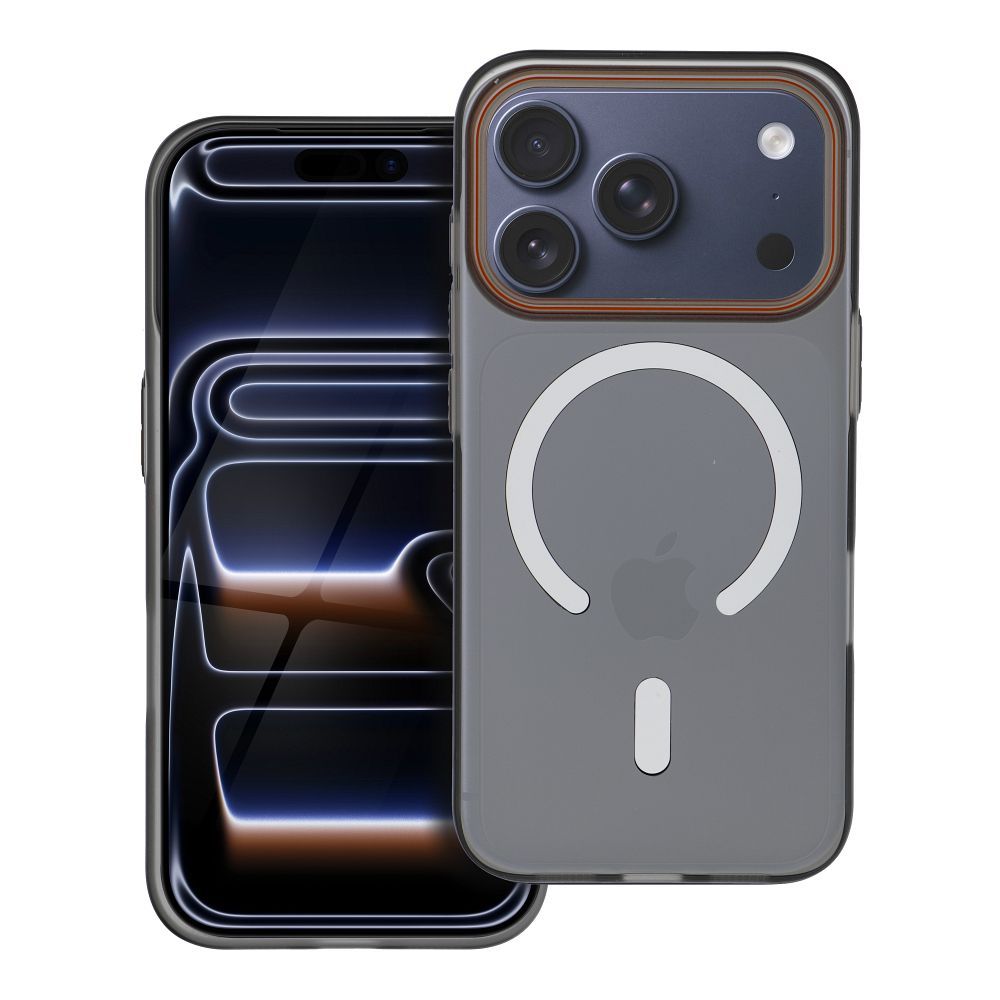 Husa Go Portocaliu pentru iPhone 17 Pro Max / 18 Pro Max (Low Camera Edge) Compatible cu Magsafe Negru