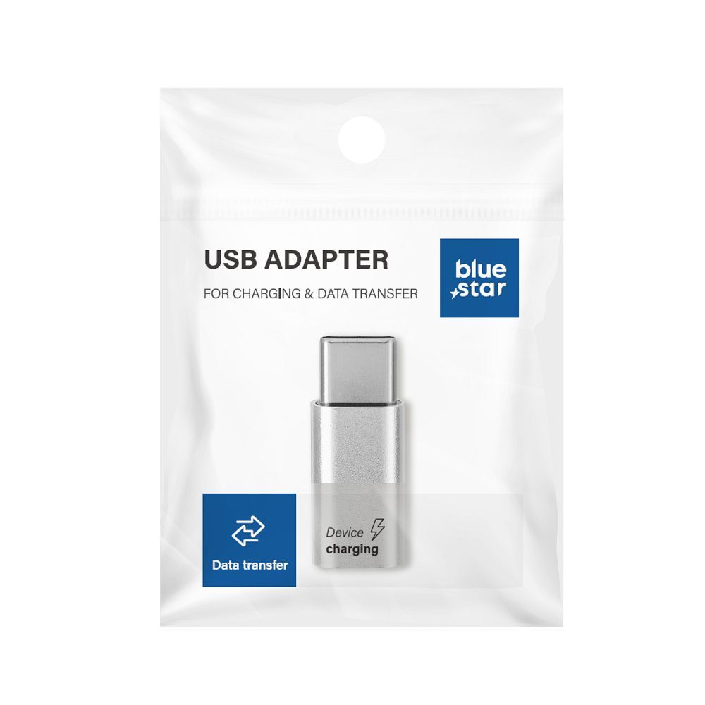 Adaptor Albastru Star Micro USB To Type C - Alb
