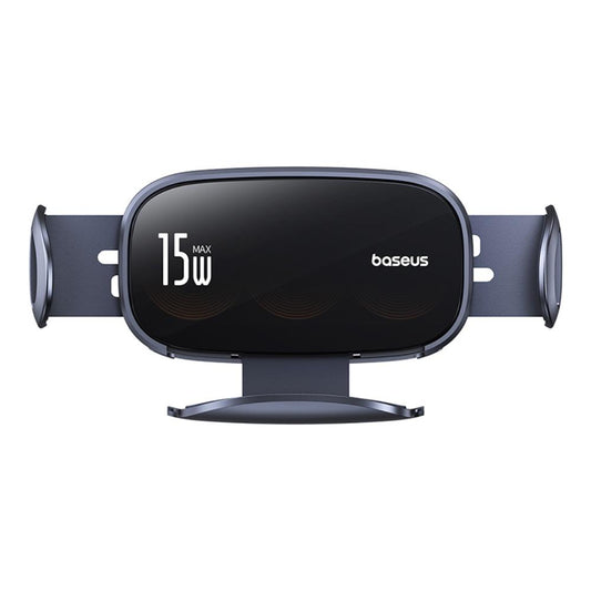 Suport auto electric Baseus LightChaser Series cu încărcare wireless triple‑coil, negru