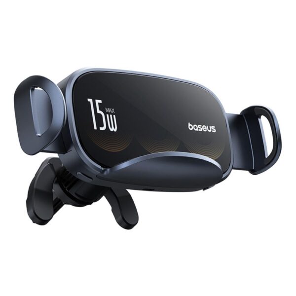 Suport auto electric Baseus LightChaser Series cu încărcare wireless triple‑coil, negru