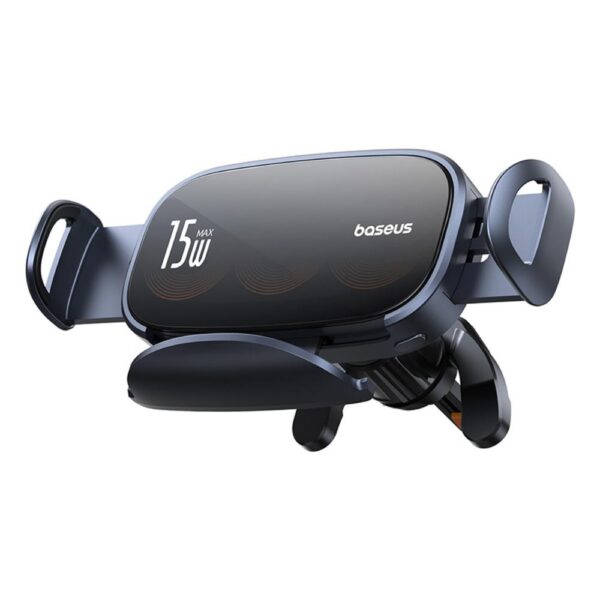 Suport auto electric Baseus LightChaser Series cu încărcare wireless triple‑coil, negru