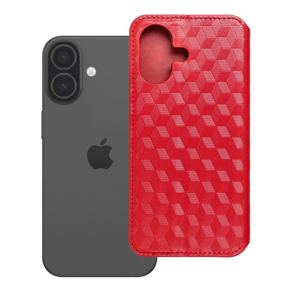 Husa Cubic Book Flip pentru iPhone 17 / 18 Rosu
