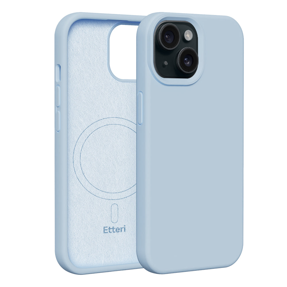 Husa Etteri Silicone Mag pentru iPhone 15 6,1" Albastru deschis