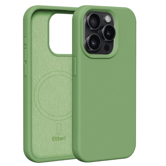 Etteri Silicone Mag case for iPhone 15 Pro 6,1" light green