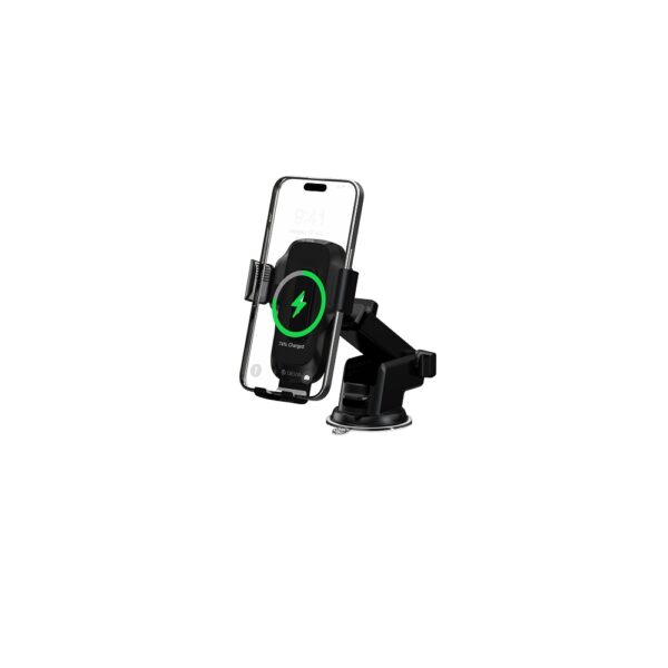 Suport auto Devia EA497 cu încărcător inductiv wireless, negru, 15W, cu ventuză