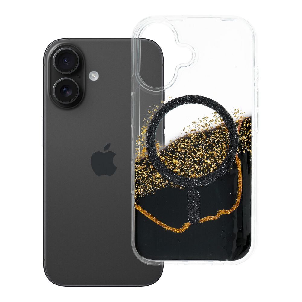 Husa Golden pentru iPhone 16 Compatible cu Magsafe Negru