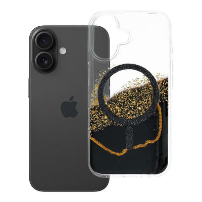 Husa Golden pentru iPhone 16 Compatible cu Magsafe Negru