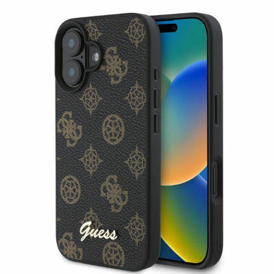 Husa Guess pentru iPhone 16 6,1" Negru Hardcase Peony Script Magsafe