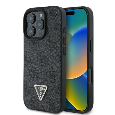 Husa Guess pentru iPhone 16 Pro 6,3" Guhcp16lp4tdpk piele 4G Triangle Strass Negru Magsafe