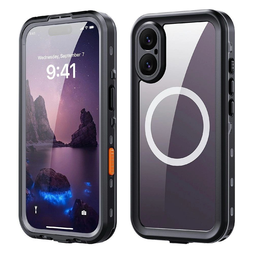 Husa Shellbox pentru iPhone 17 Waterproof DOT Compatible cu Magsafe Negru