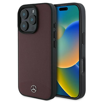 Husa Mercedes pentru iPhone 16 Pro 6,3" Mehmp16l23rbarr Hardcase Textured And Plain Leather Magsafe Rosu