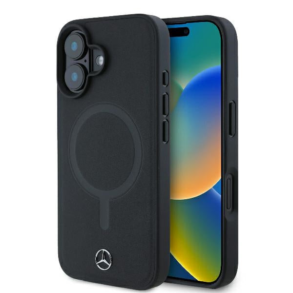 Husa Mercedes pentru iPhone 16 Plus 6,7" Mehmp16m23rcmk Hardcase Smooth Leather Magsafe Negru
