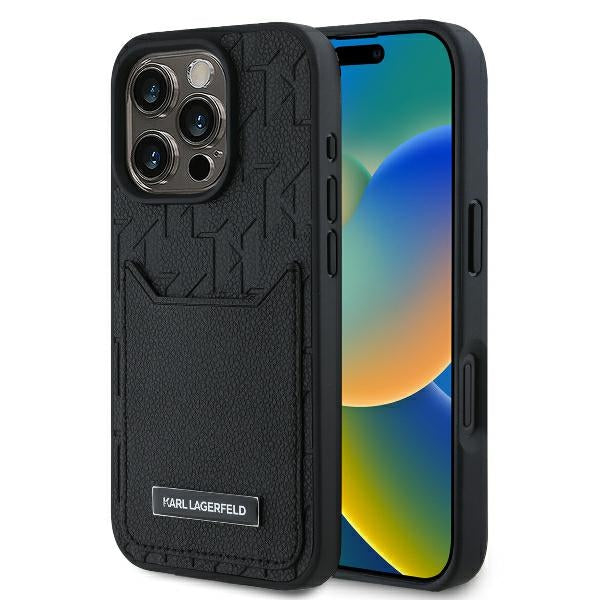 Husă pentru iPhone 16 Pro Max Karl Lagerfeld 6,9" KLHCP16XPGKHPRPK black Hard Cardslots Monogram – Negru