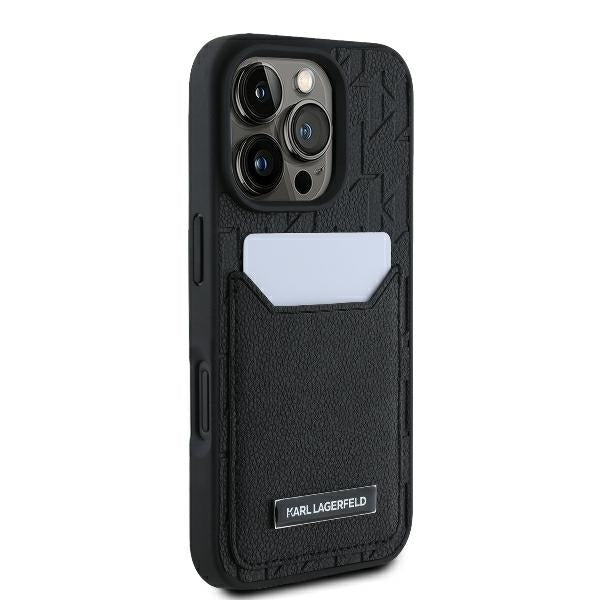 Husă pentru iPhone 16 Pro Max Karl Lagerfeld 6,9" KLHCP16XPGKHPRPK black Hard Cardslots Monogram – Negru