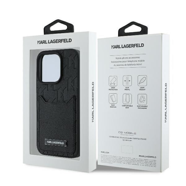 Husă pentru iPhone 16 Pro Max Karl Lagerfeld 6,9" KLHCP16XPGKHPRPK black Hard Cardslots Monogram – Negru