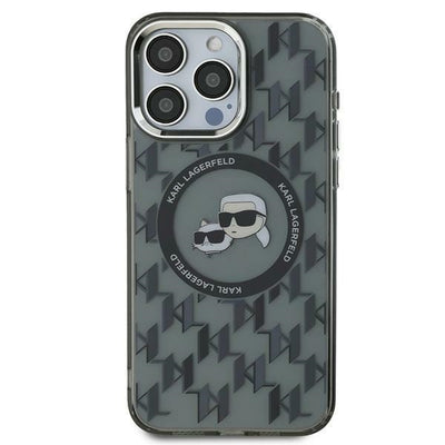 Husa Karl Lagerfeld pentru iPhone 16 Pro 6,3" Negru Hard IML Monogram Karl&Choupette Head Magsafe