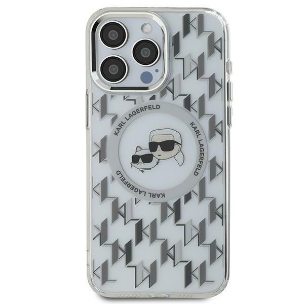 Husa Karl Lagerfeld pentru iPhone 16 Pro 6,3" Transparent Hard IML Monogram Karl&Choupette Head Magsafe