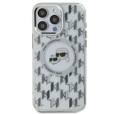 Husa Karl Lagerfeld pentru iPhone 16 Pro 6,3" Transparent Hard IML Monogram Karl&Choupette Head Magsafe