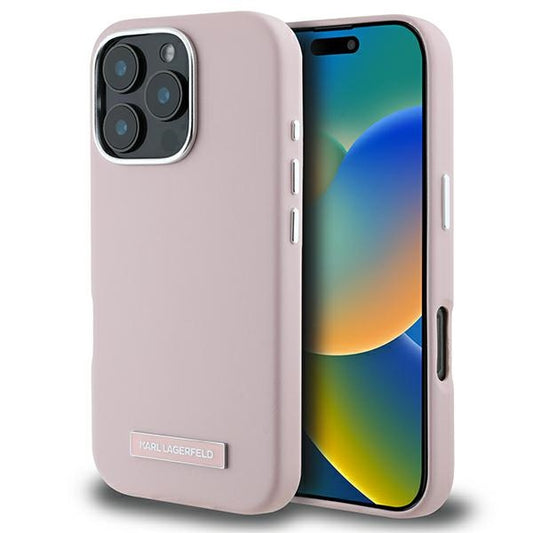 Karl Lagerfeld case for iPhone 16 Pro 6,3" KLHMP16LPGMSRPP pink Hard FW Metal Plate MagSafe