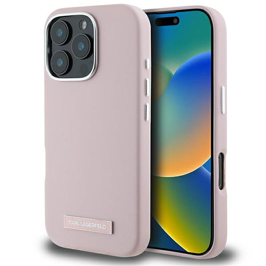 Karl Lagerfeld case for iPhone 16 Pro Max 6,9" KLHMP16XPGMSRPP pink Hard FW Metal Plate MagSafe