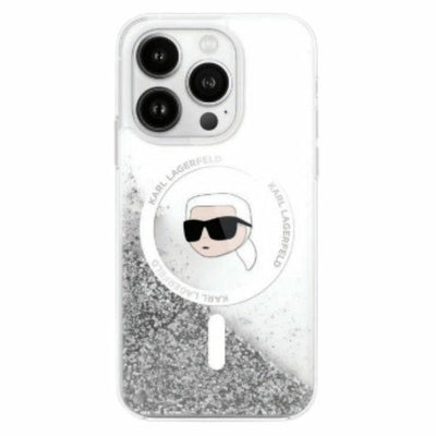 Husa Karl Lagerfeld pentru iPhone 16 Pro 6,3" Klhmp16llgkisgh Transparent Hard Liquid Glitter Karl Head Magsafe