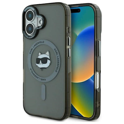 Husa Karl Lagerfeld pentru iPhone 16 6,1" Klhmp16shlschk Negru Hard IML Metal Choupette Head Magsafe