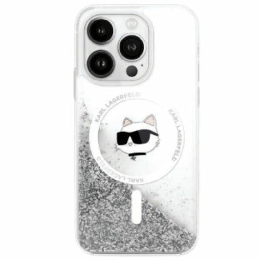 Karl Lagerfeld case for iPhone 16 6,1" KLHMP16SLGCHSGH transparent Hard Liquid Glitter Choupette Head MagSafe