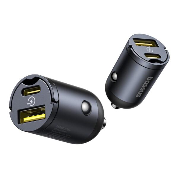 Încărcător auto Baseus Mini Tiny Star PD 1x USB‑C – USB‑A 30W negru